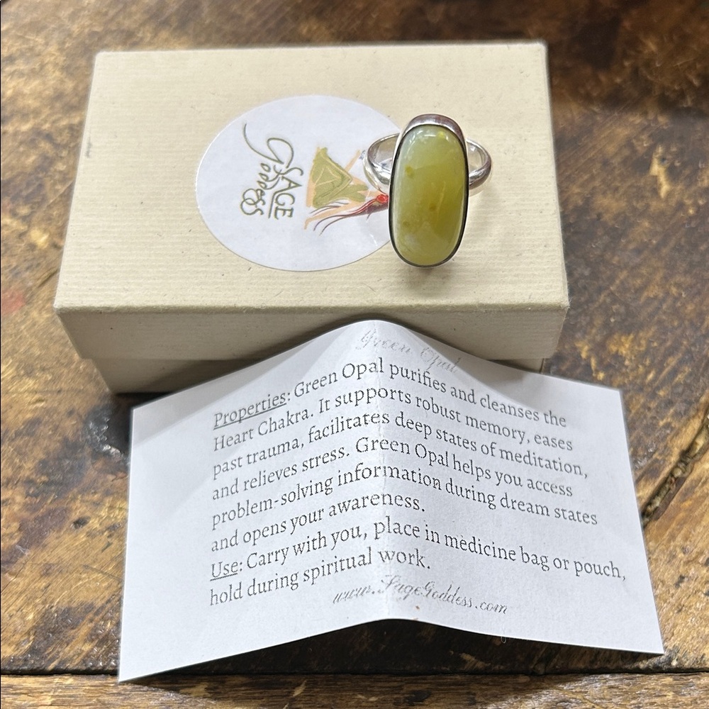 Sage Goddess Green Opal Adjustable Statement Ring